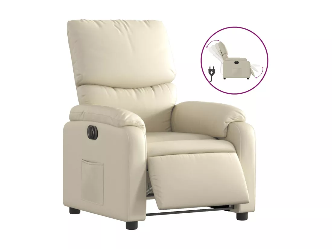 Fauteuil inclinable électrique Crème Similicuir