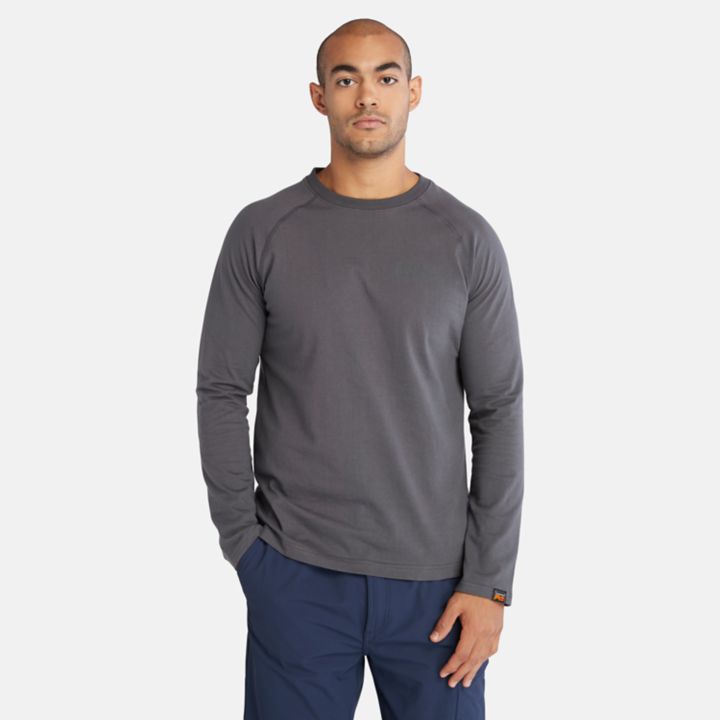 Camiseta Timberland PRO Core de manga comprida para homem, na cor cinza escuro.