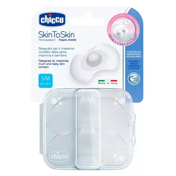 Protetores de mamilo de silicone para amamentação Chicco, tamanho P/M, 2 unidades