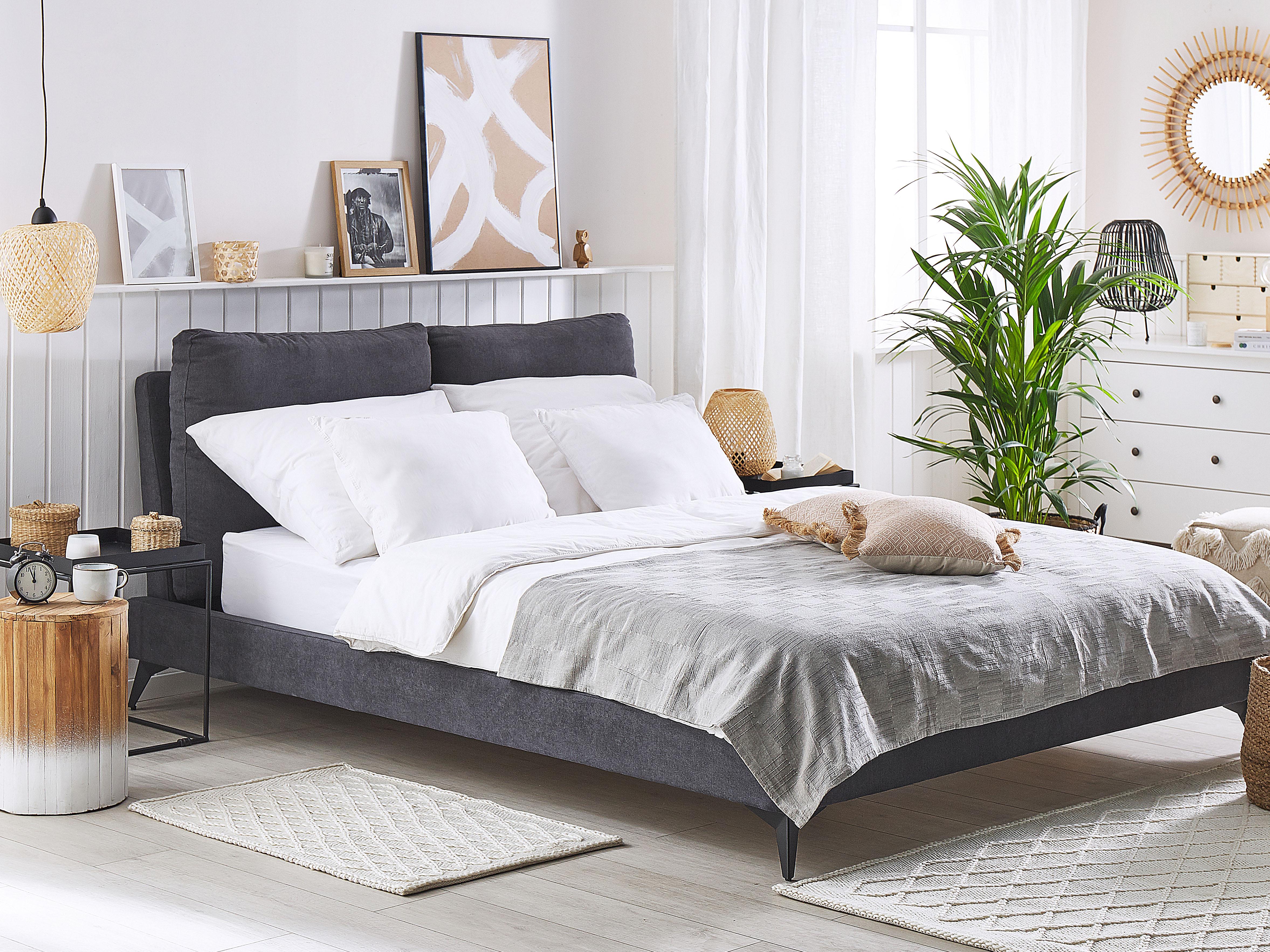 Bed Fluweel MELLE 180 x 200 cm Donkergrijs