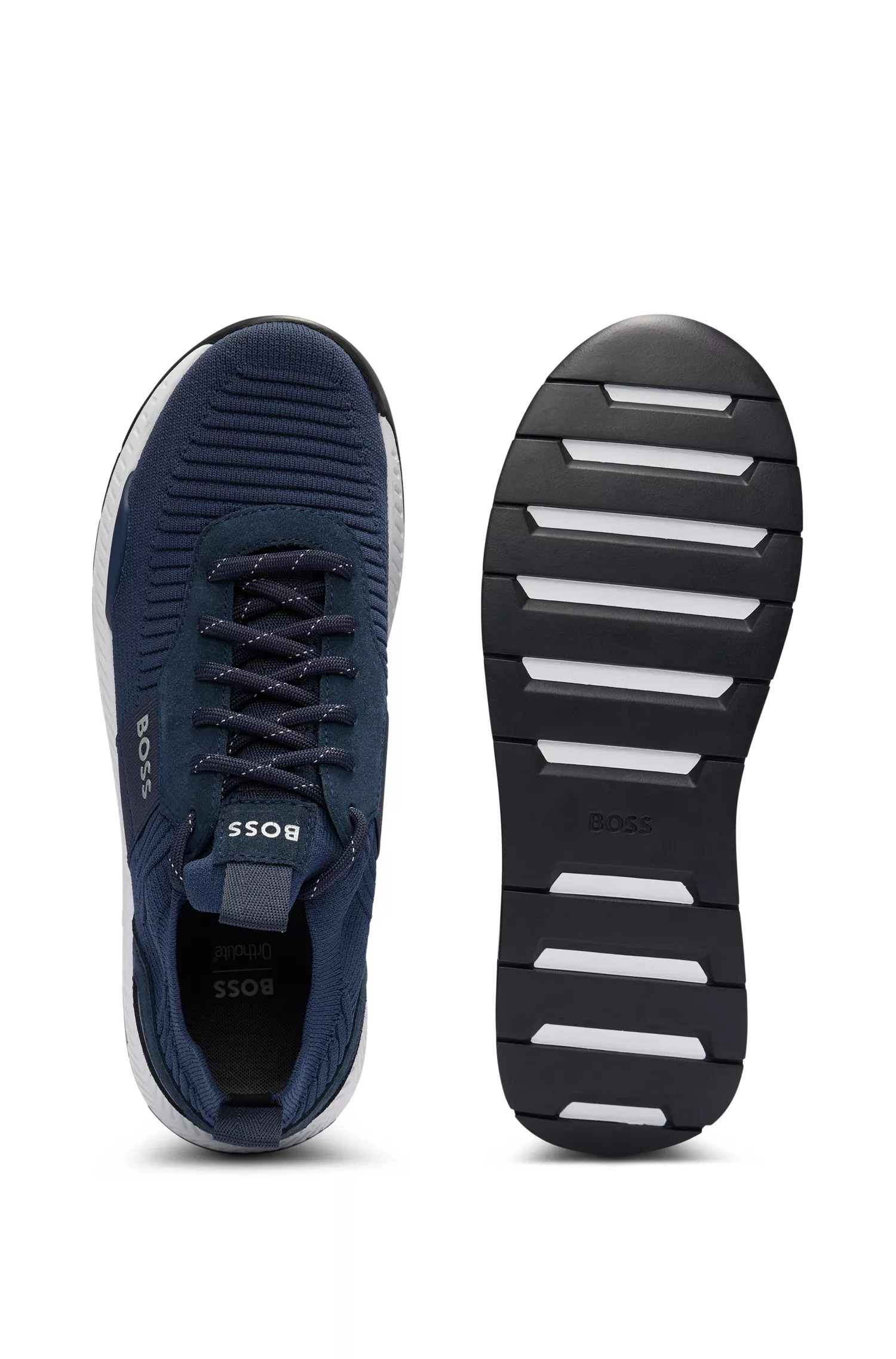 Tênis BOSS Black-Sock com detalhes em camurça.