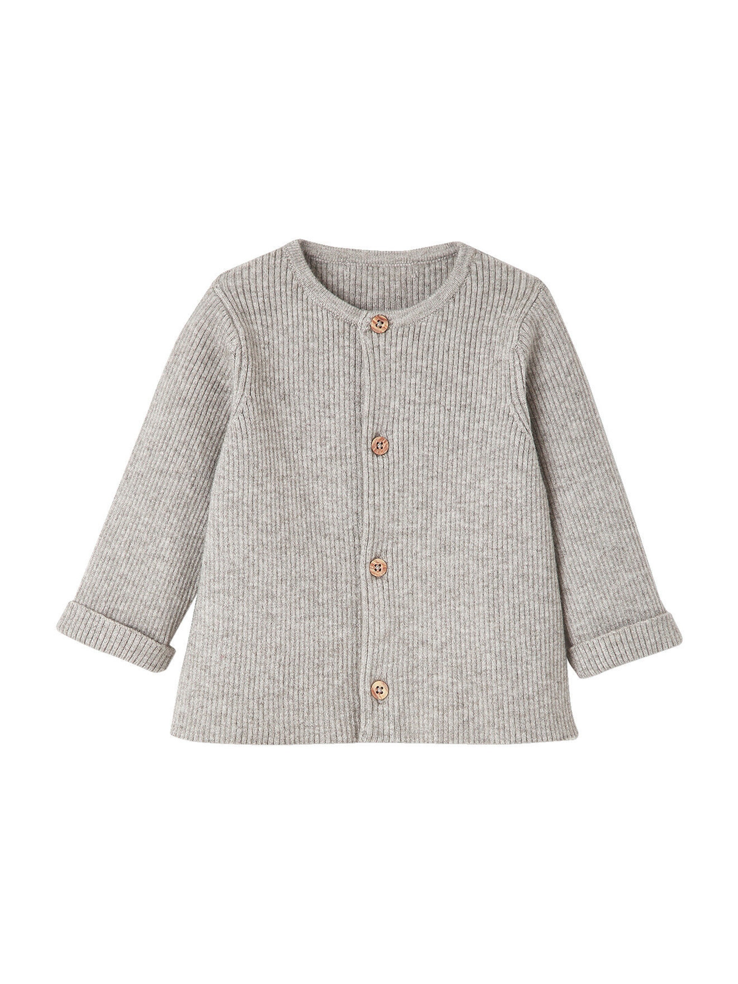 Vertbaudet Baby-Set: Jäckchen & Hose, Strick hellgrau meliert