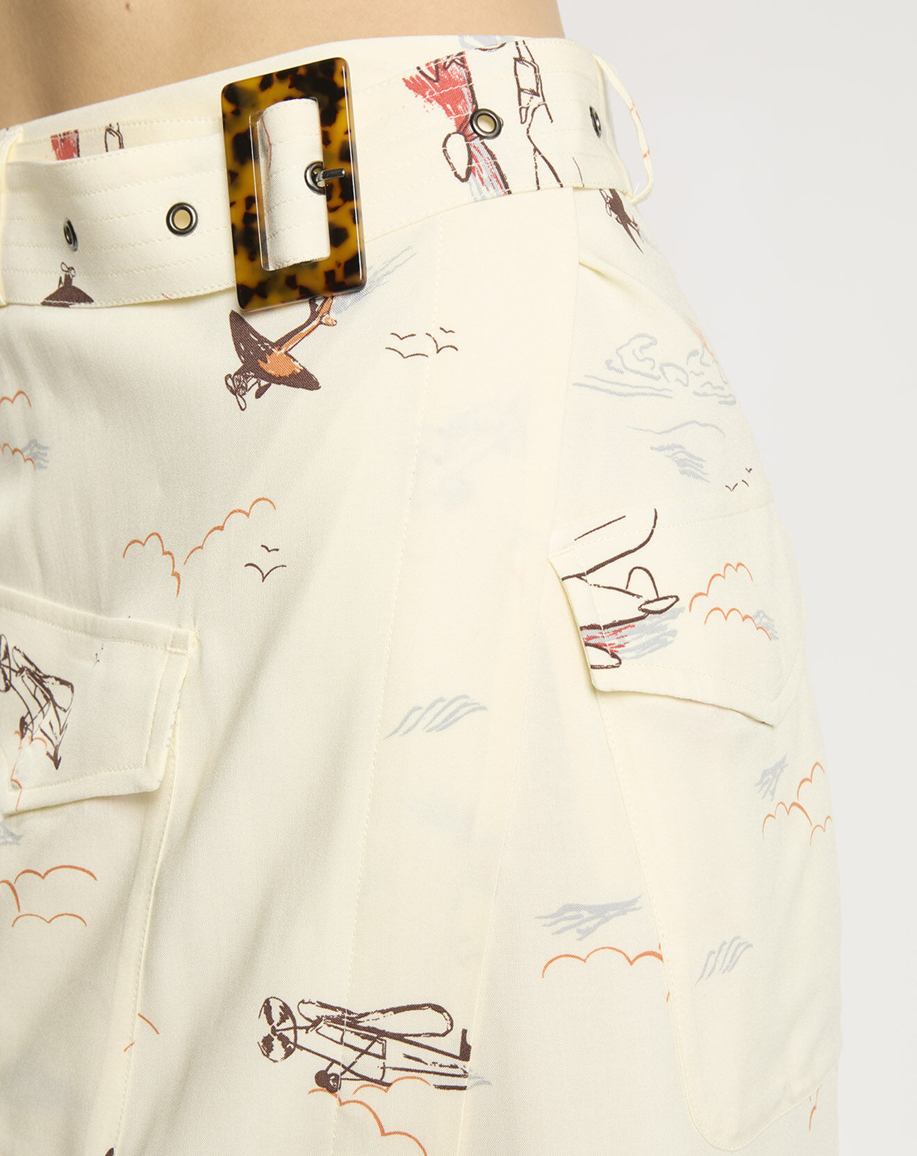 Scotch & Soda Jupe Portefeuille Print Avion écrue