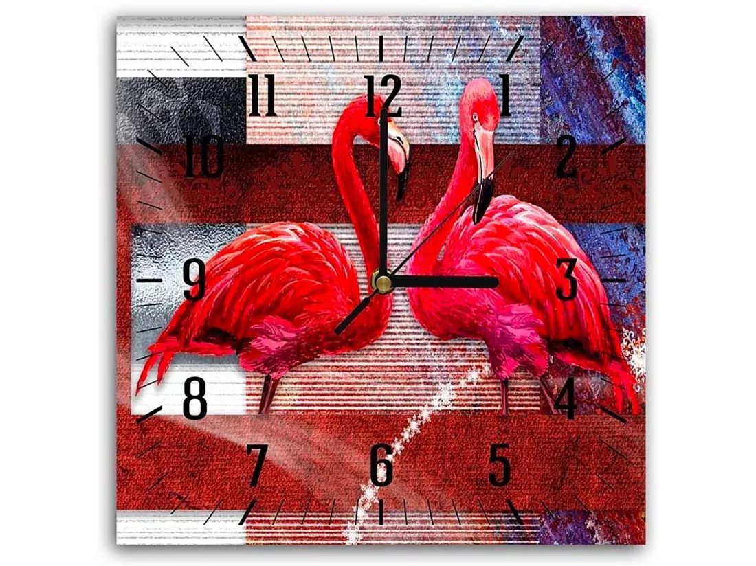 Horloge Murale Élégante avec Flamants Roses - 40 x 40 cm