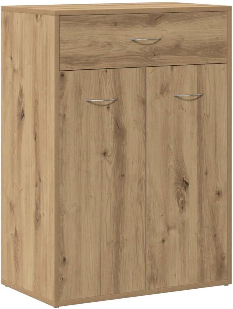 Schuhschrank Artisan-Eiche, Holzwerkstoff, 4 Fächer, mit Schublade und 2 Türen, Schuhaufbewahrung, Schuhschrank Flur, Dielen- & Flurmöbel, 60 x 35 x 84 cm