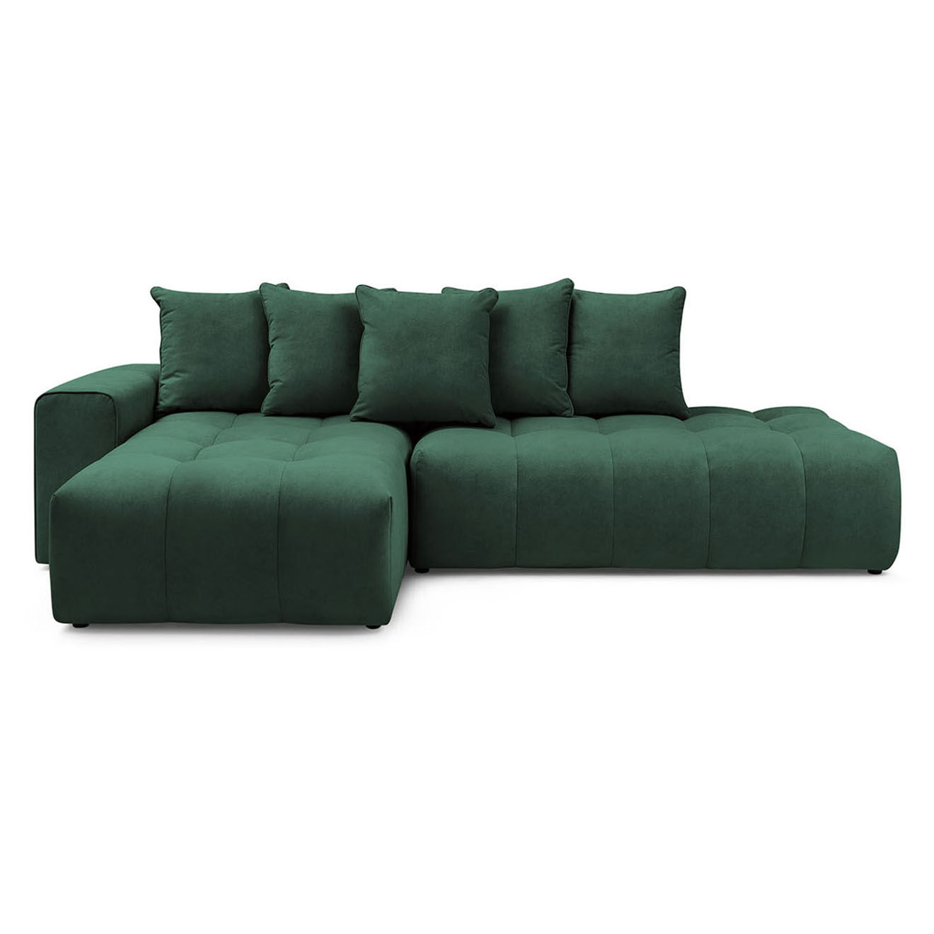 Bobochic Canapé d'angle fixe mont-blanc velours angle gauche vert - 313x176x97 cm