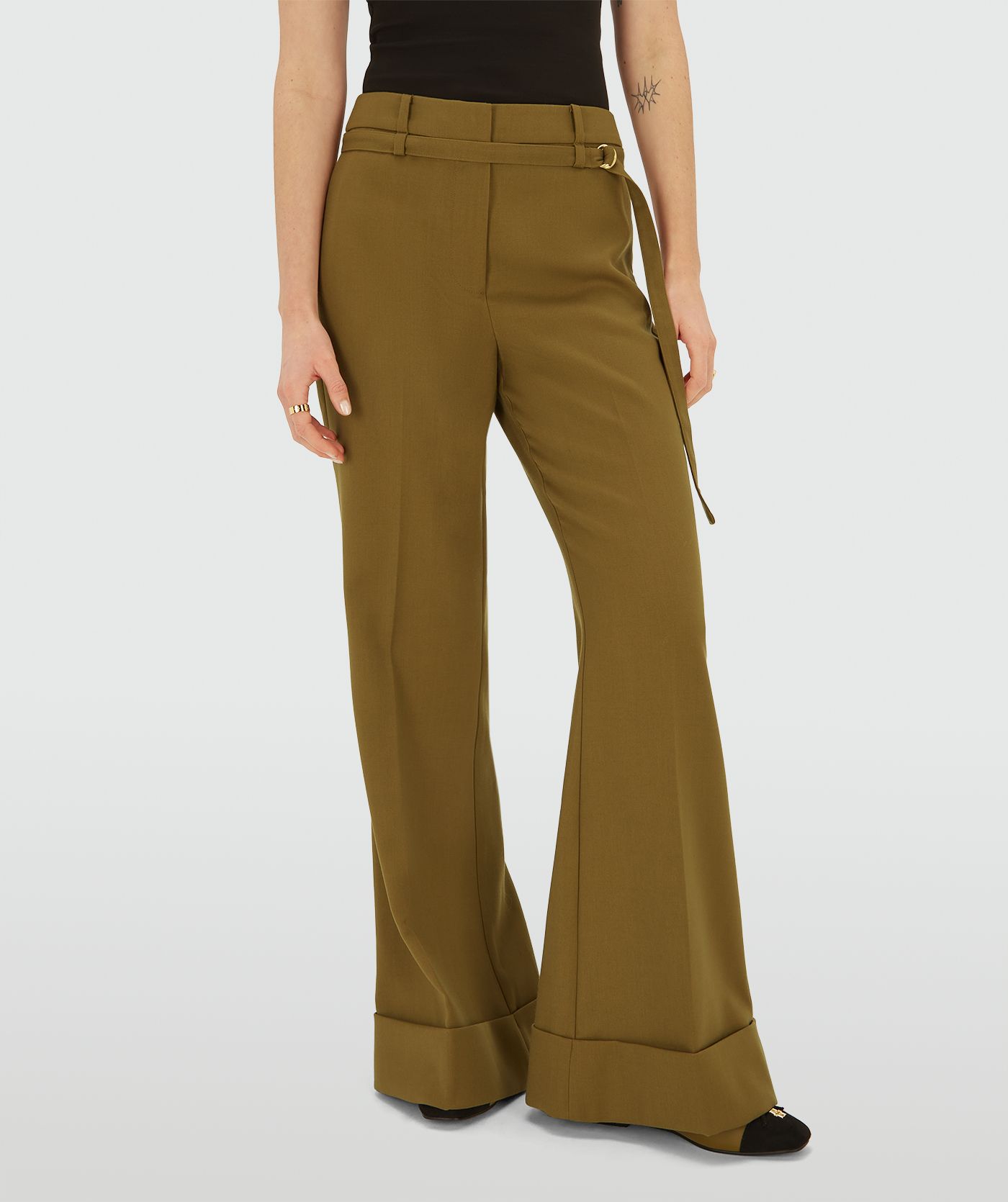 JV-KORIEN mid rise flared pantalon - olive green