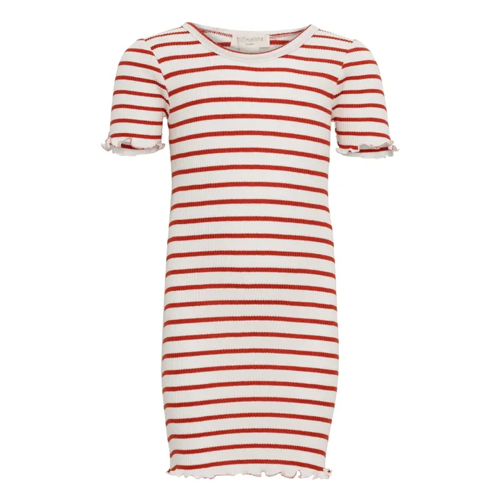 Minimalisma Robe Rayée en Soie Bird | Rouge