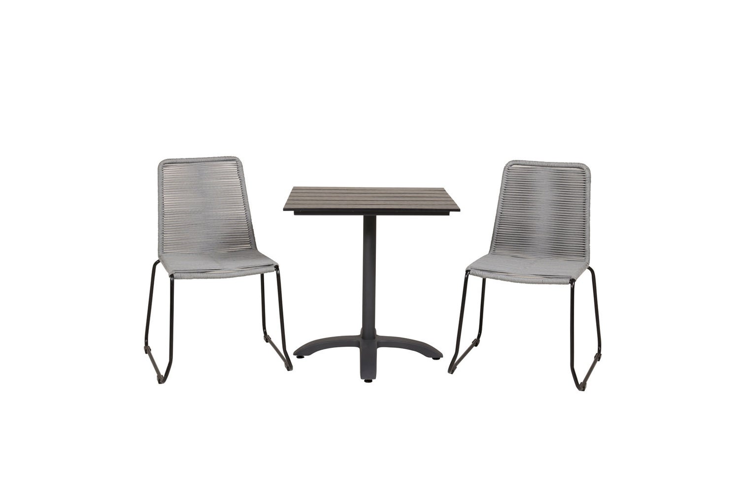 Colorado70*70 tuinset: tafel (70x70cm) en 2 stoelen, Lindos, zwart. 70 x 70 x 74 cm