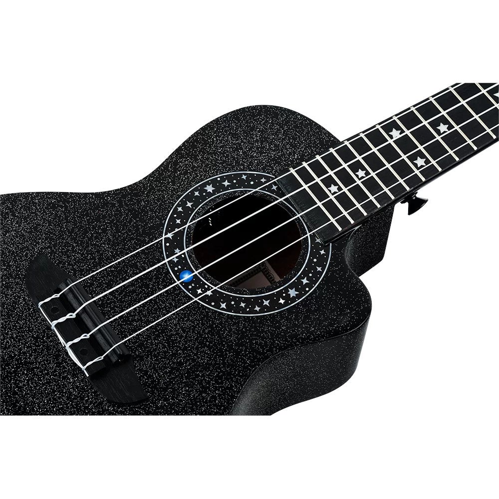 Ortega RUHZ-CE-STAR Horizon Series Concert Ukulele Black Sparkle E/A concert ukelele met gigbag
