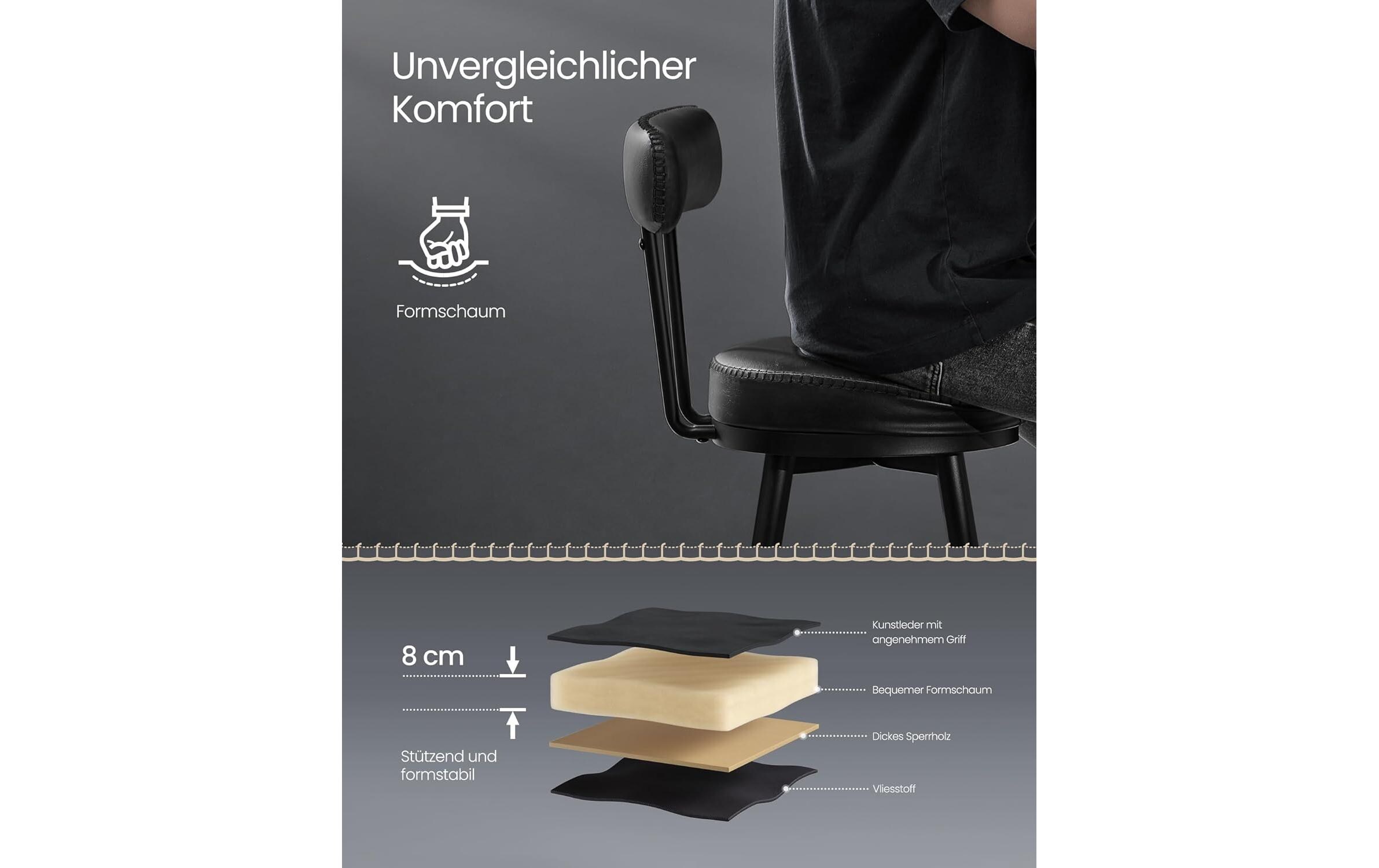 Barhocker 2er Set 54 x 90.5 cm, Schwarz<br>Stabile Barstühle