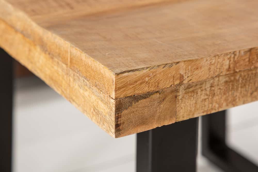 Massiver Couchtisch IRON CRAFT 60cm Mangoholz Industrial Design