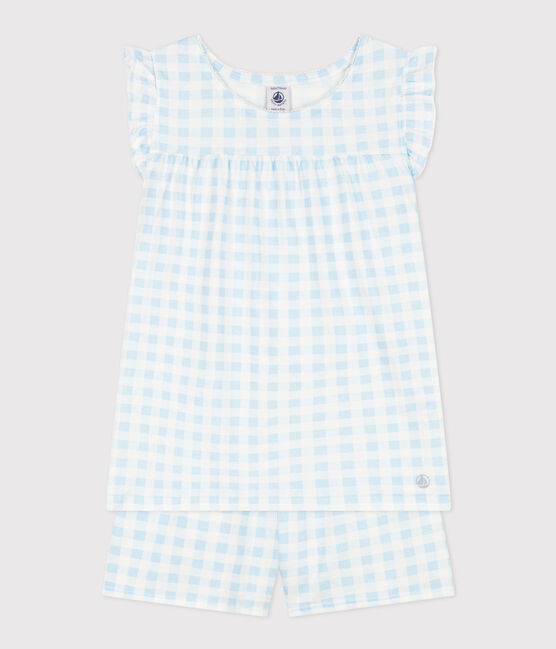 Pyjacourt imprimé vichy en coton fin petite fille