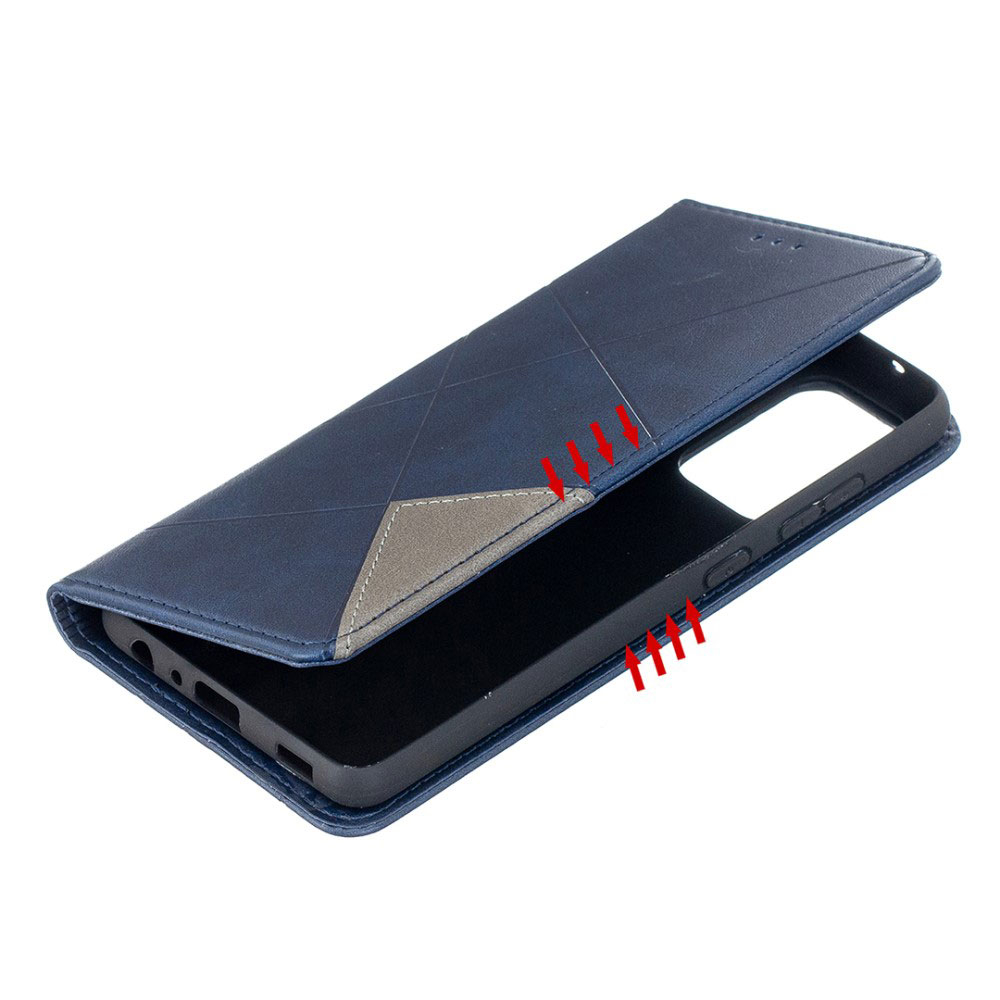 Samsung Galaxy A52s 5G / A52 (5G)Leder Tasche Flip Cover mit Kartenfächern Geometrisches Design - Blau