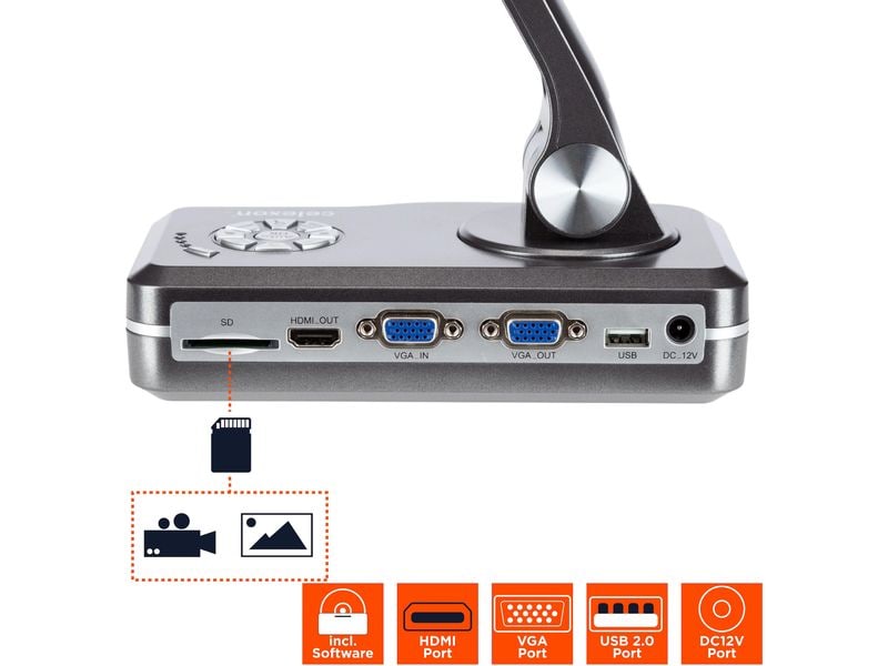 Celexon Dokumentenkamera DK800 8MP Dokumentenkamera mit Full HD-Auflösung