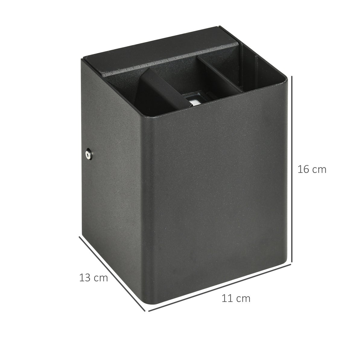 Outsunny wandlamp, buitenlamp met 3000K warm wit licht, verstelbare stralingshoek, IP65 waterdicht, 11L x 13B x 16H cm, aluminium, zwart