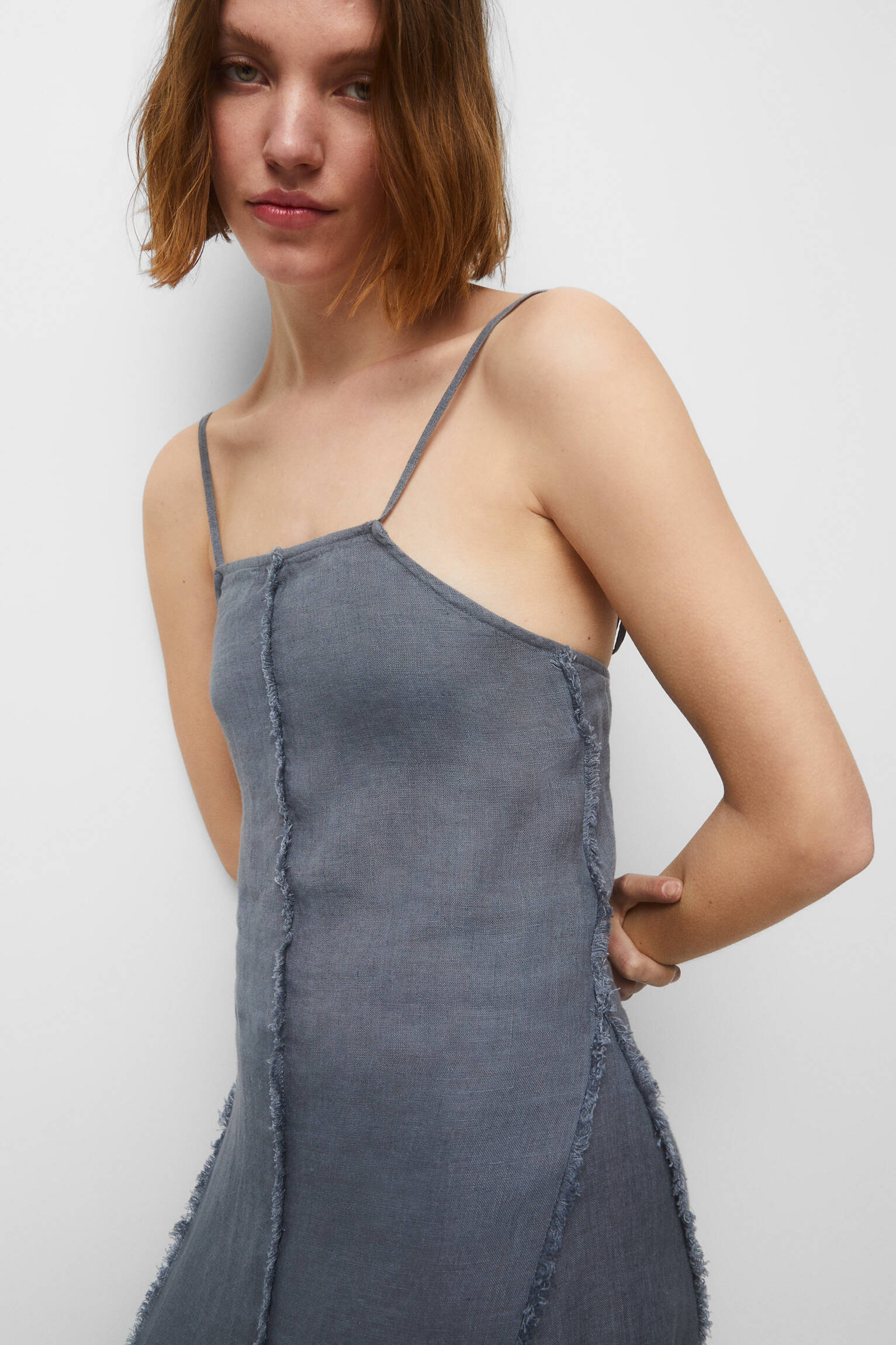 VESTIDO LONGO 100% LINHO - AZUL