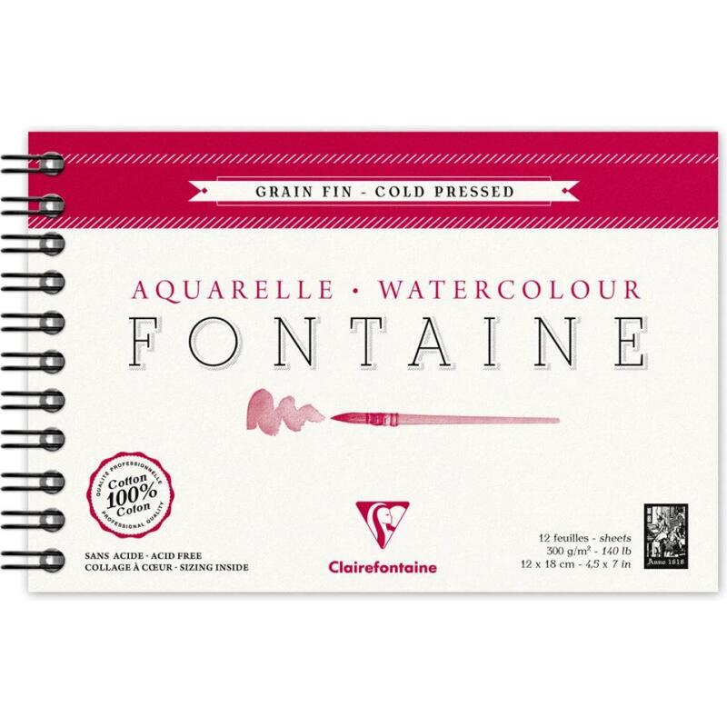 Fontaine album spiralé 12F 12x18cm 300g grain fin