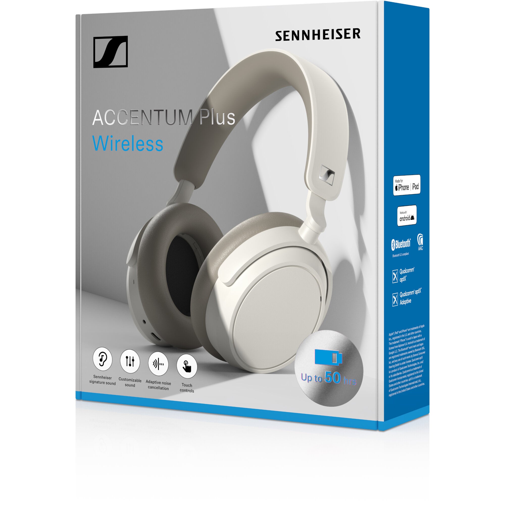 Sennheiser Accentum Plus Wireless White Bluetooth Noise Cancelling koptelefoon