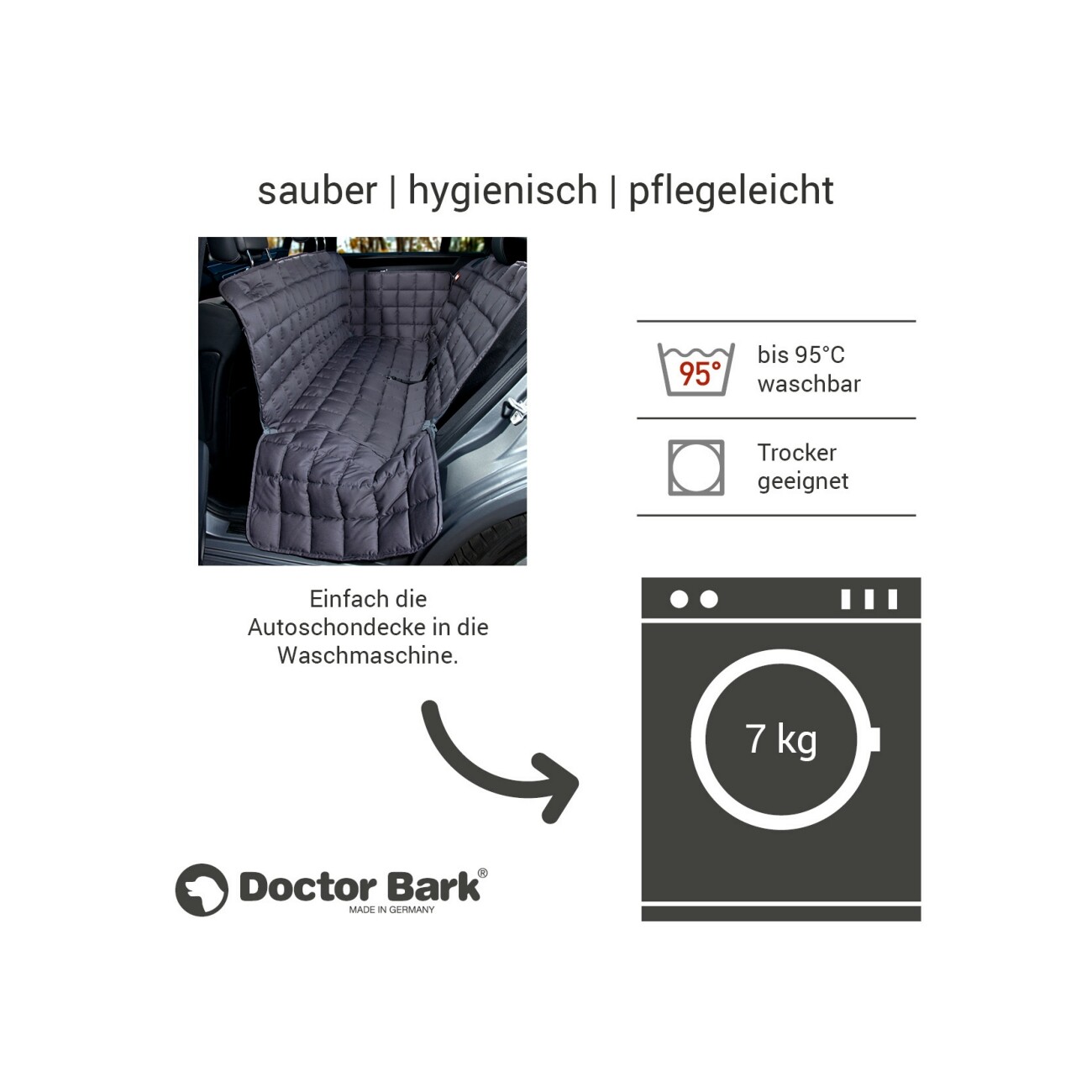 Doctor Bark 3 Sitz Autodecke grau S