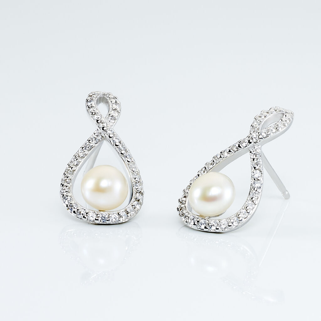 Boucles D'oreilles Pendantes Saja Argent  Perle De Culture Et Oxyde