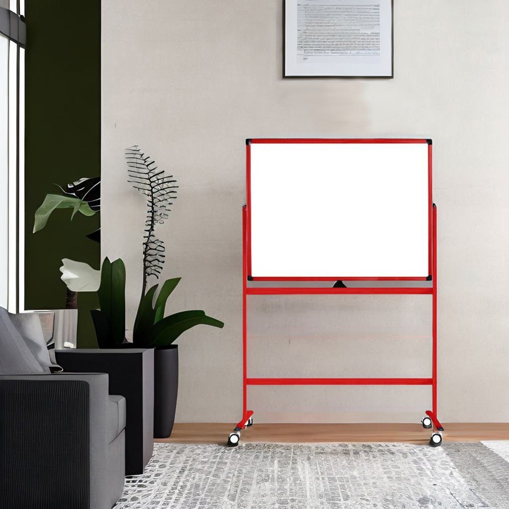 Mobiel whiteboard 100x150 cm - Dubbelzijdig - Rood