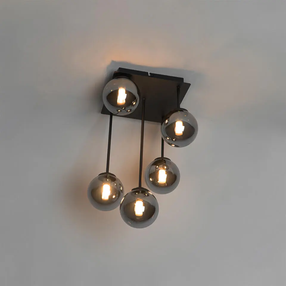 Qazqa plafondlampen athens zwart g9