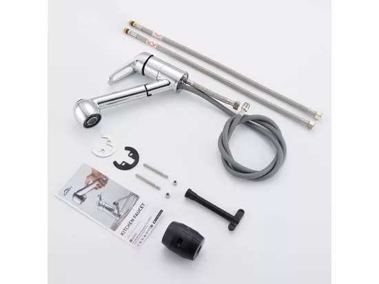 AuraLum Max Mitigeur de Cuisine,Robinet Cuisine en Laiton,Mitigeur évier Avec Douchette Extractible 2 Jets,Eau Froide/Chaude Chromé,EU Modèle