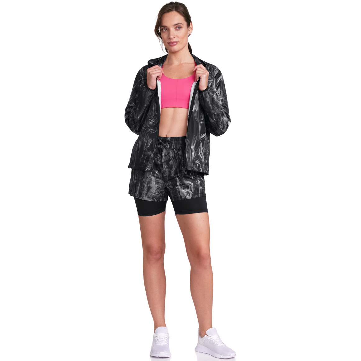 Gina Sports Damen Sport-Jacke mit Allover-Print schwarz