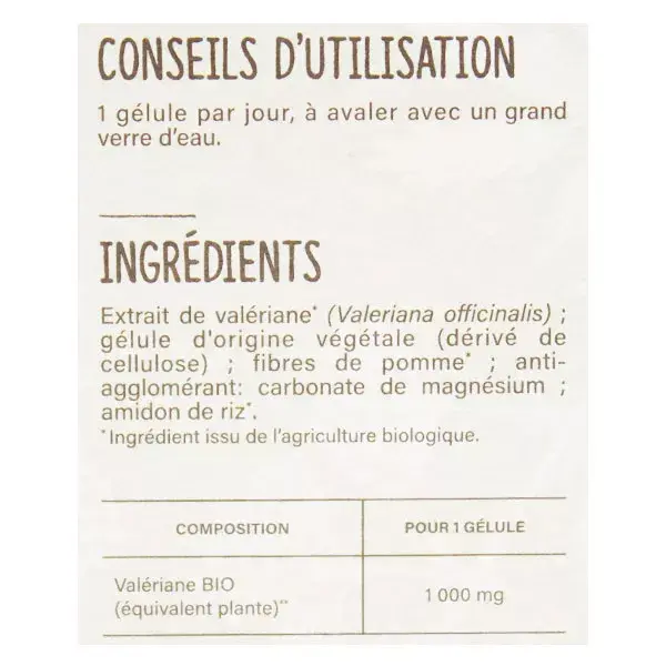 Nutrisanté Vitavea Les Nutri'Sentiels Valeriana Orgânica 20 cápsulas