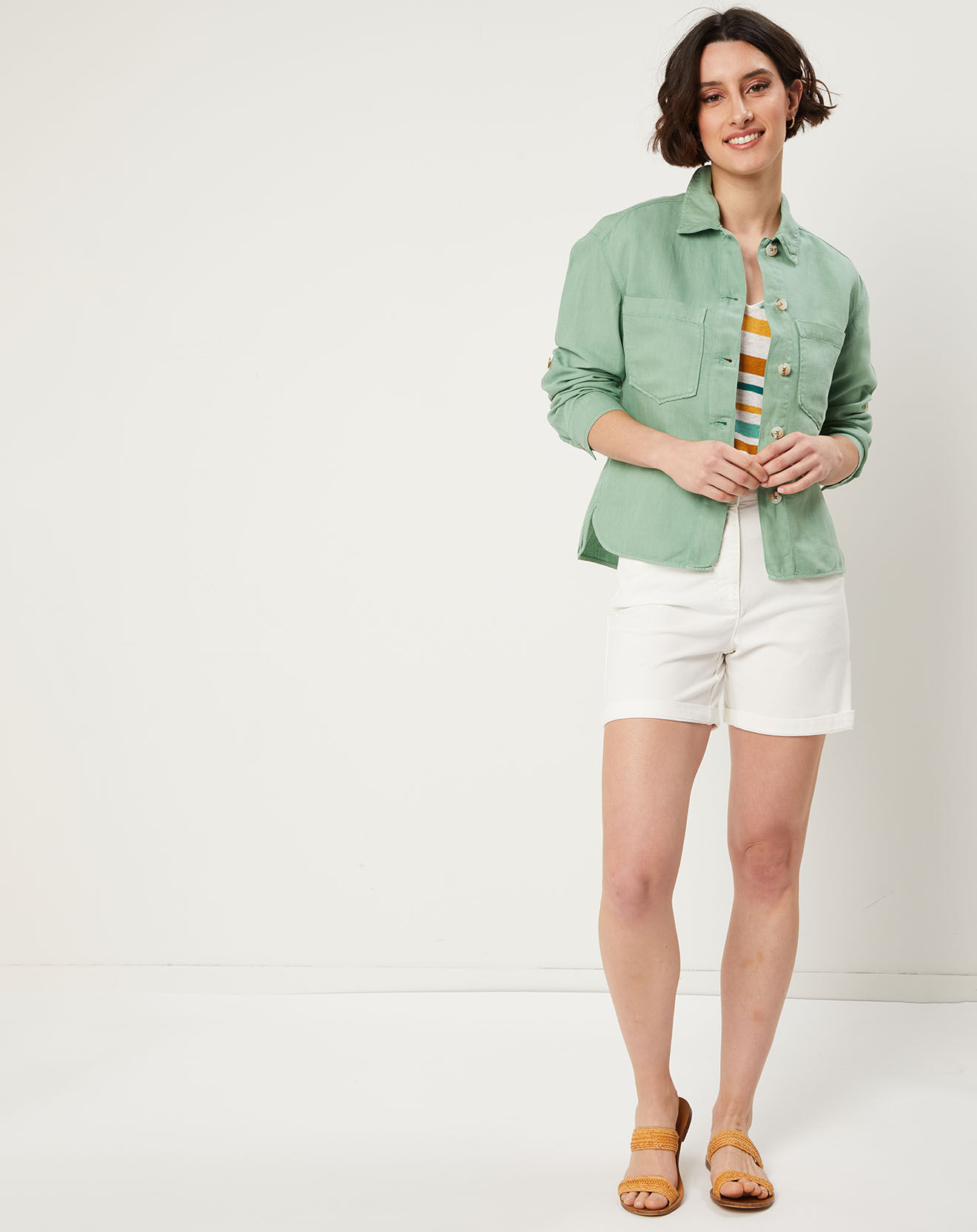 Caroll Veste en Lin & Coton Tatami émeraude