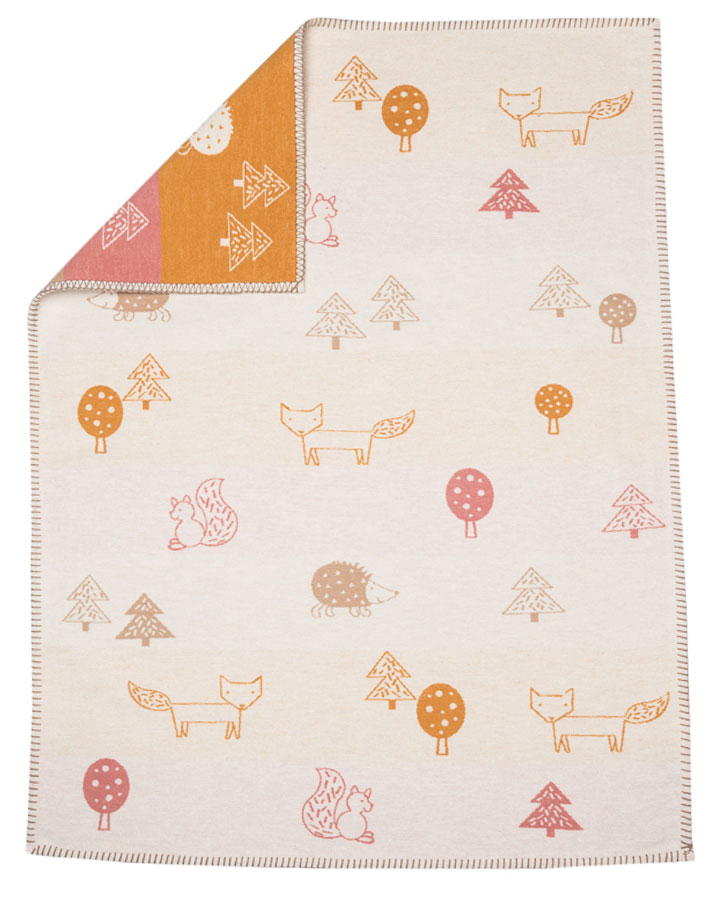 Baumwolldecke WALDTIERE (75x100) in offwhite