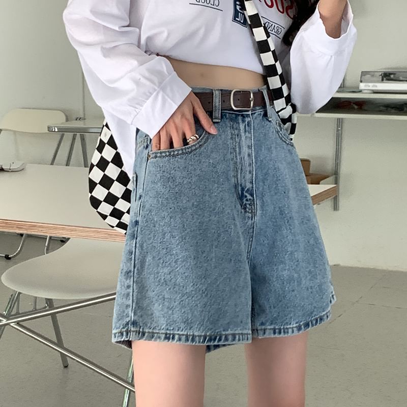Moon City - Wijde denim shorts
