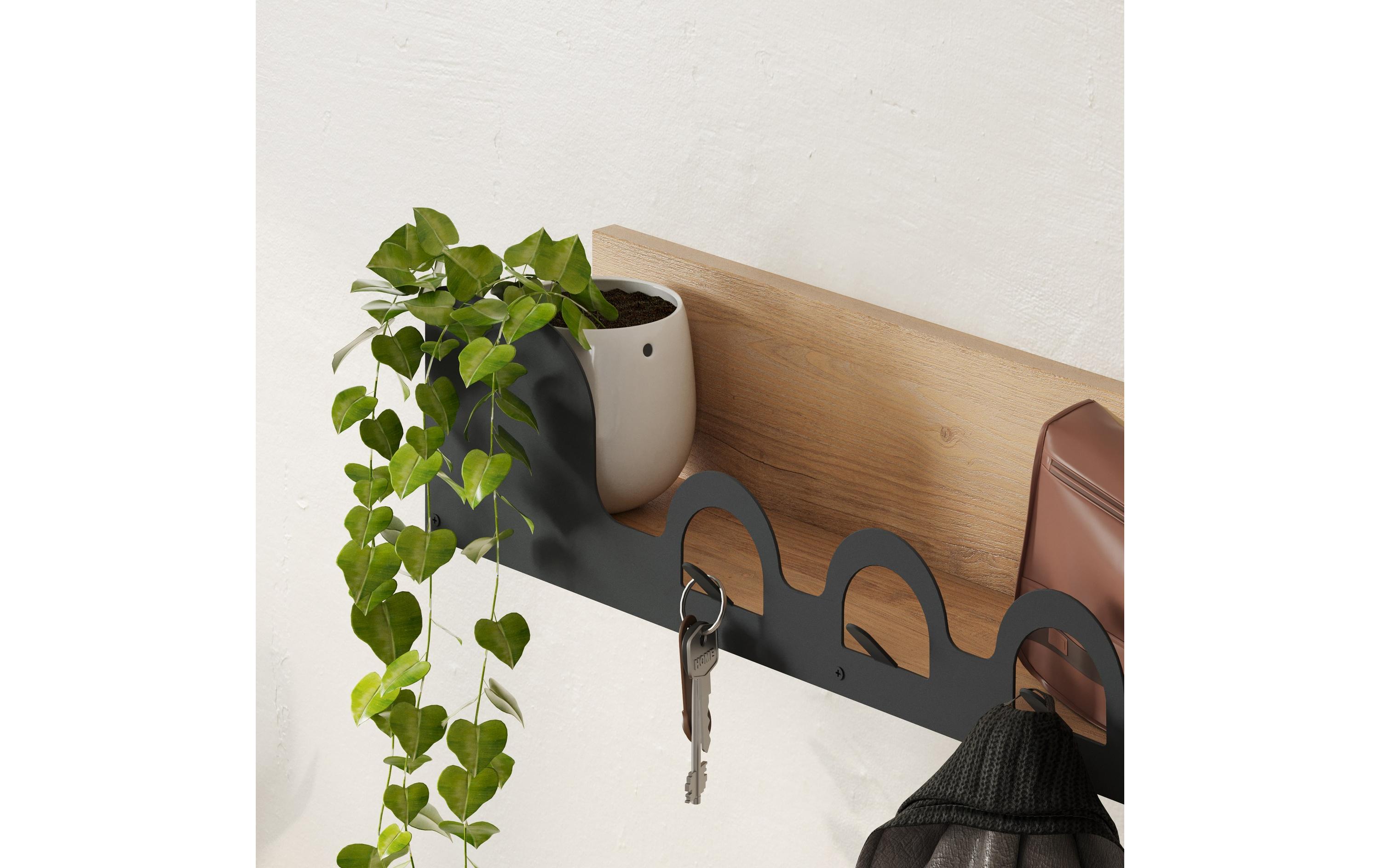 Wandgarderobe Liora Sapphire 4 Haken, Beige/SchwarzKleiderhaken