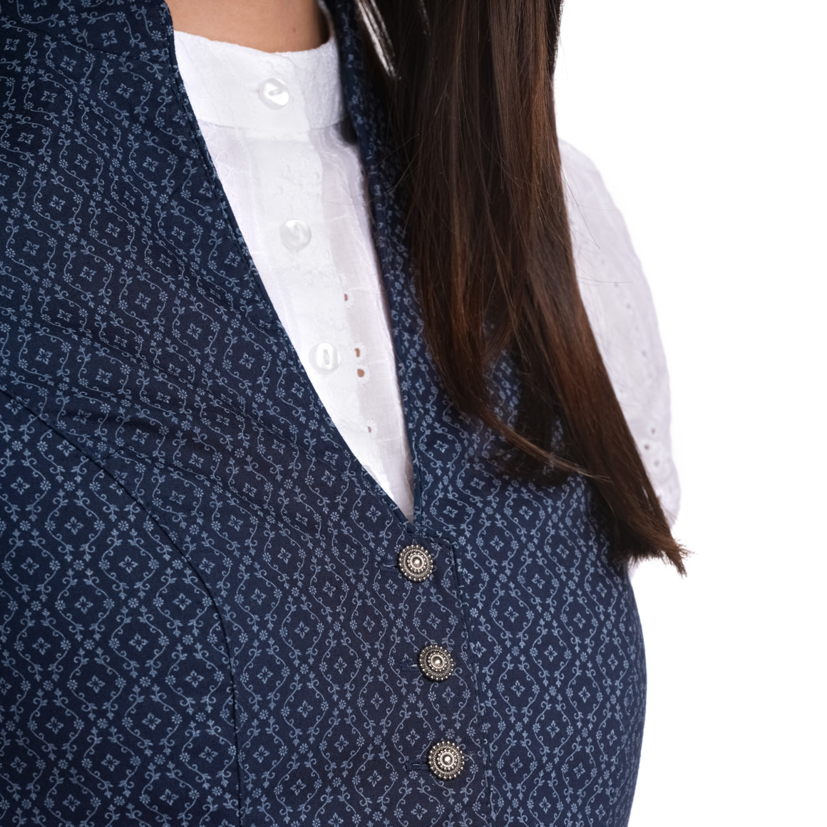 Gina Benotti Damen Dirndl mit Allover-Muster navy / bordeauxrot