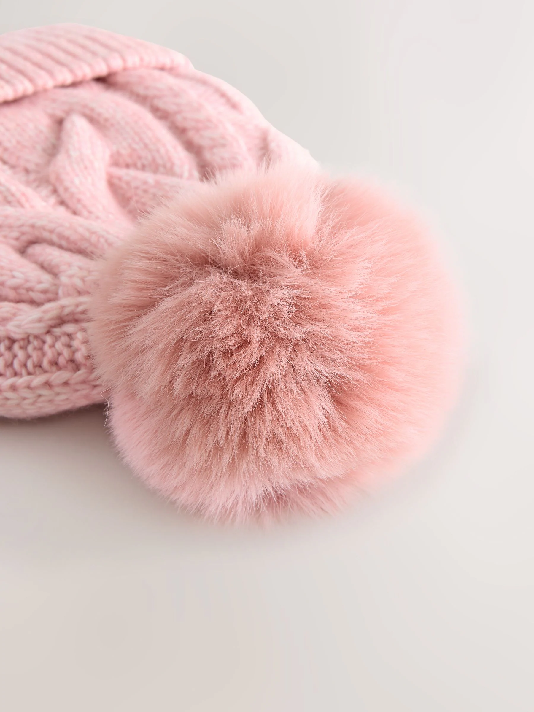 Roze - Kabelmuts, sjaal en handschoenenset (3-16jr)