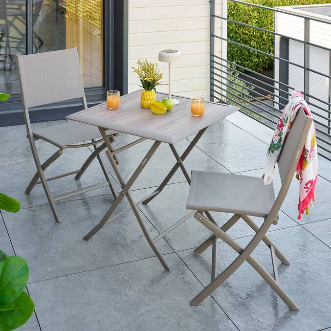 Table de jardin pliante carréee AZUA Truffe / Café