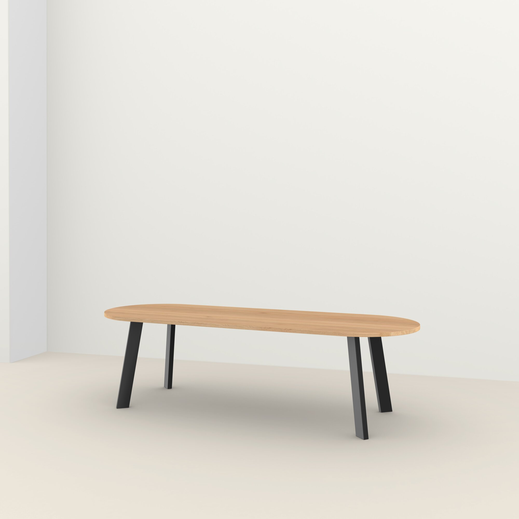 Studio HENK tafel New Co Plat Ovaal, zwart frame - Smart Collectie 220 x 100 cm | Eikenhout | Verjongde rand | Frame Zwart