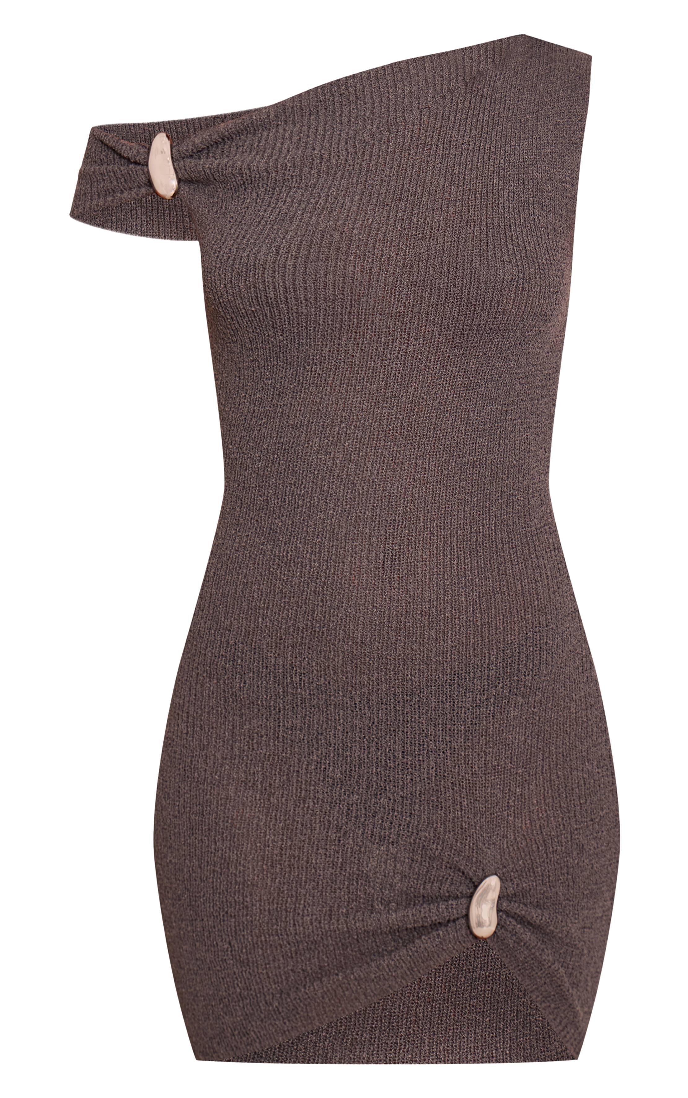 Charbon Robe Mini Asymétrique Tall Avec Détail De Bordure
