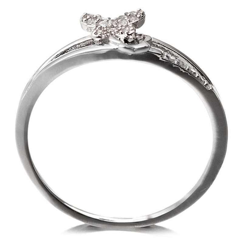 Bague Papillon Plaqué Rhodium et Cubic Zirconia Blanc