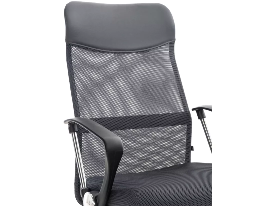 Chaise de bureau - Similicuir & Métal chromé - Gris - Washington