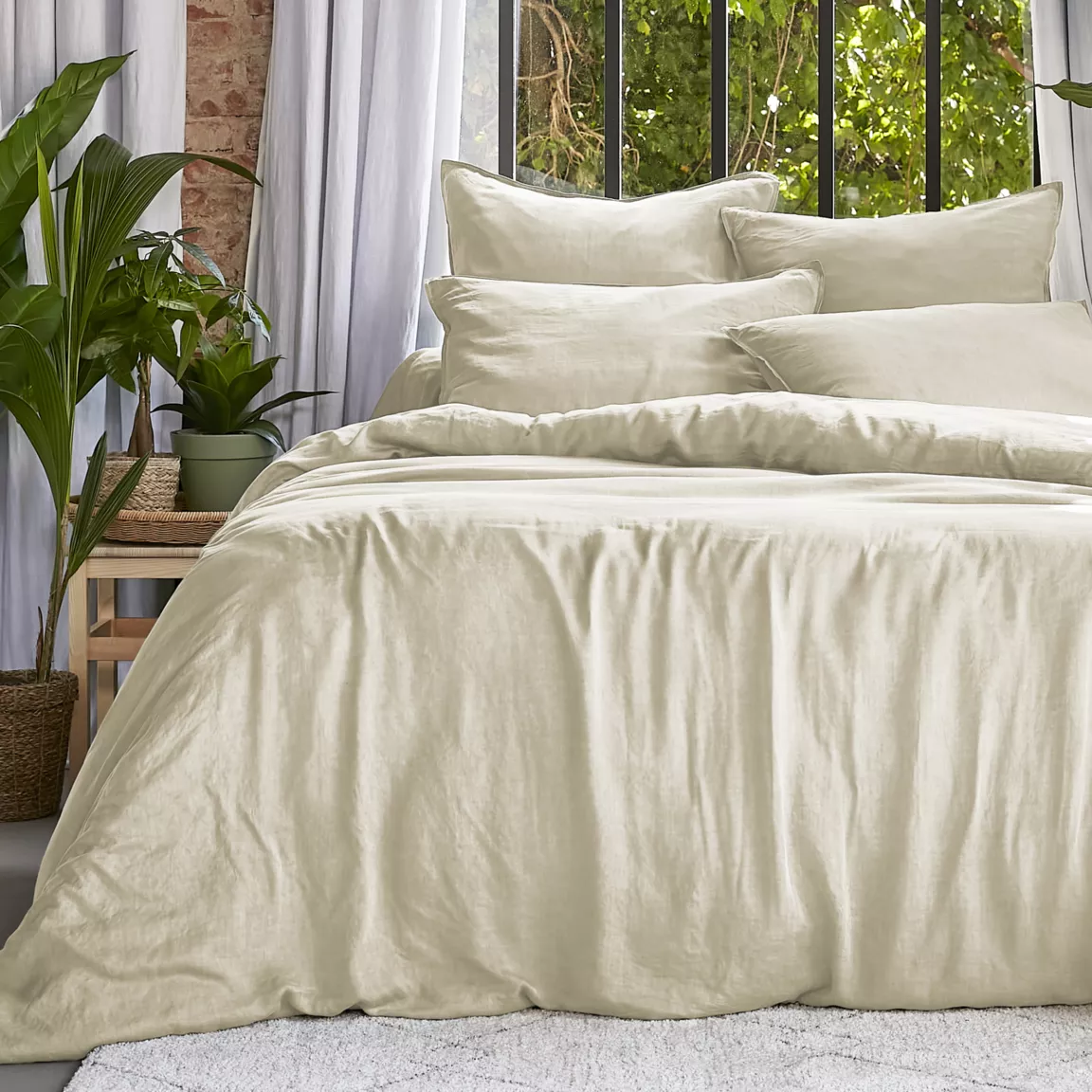 Housse de couette lyocell Tencel™ lavé (200 x 200 cm) Olivia Beige pampa