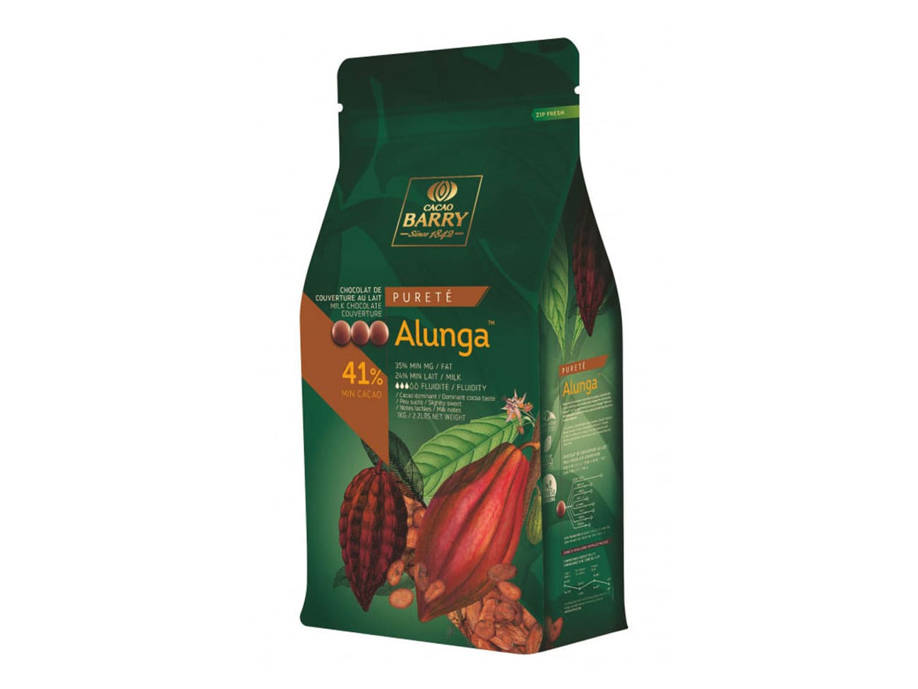 Chocolat au lait Alunga 41% - 5 kg - Cacao Barry