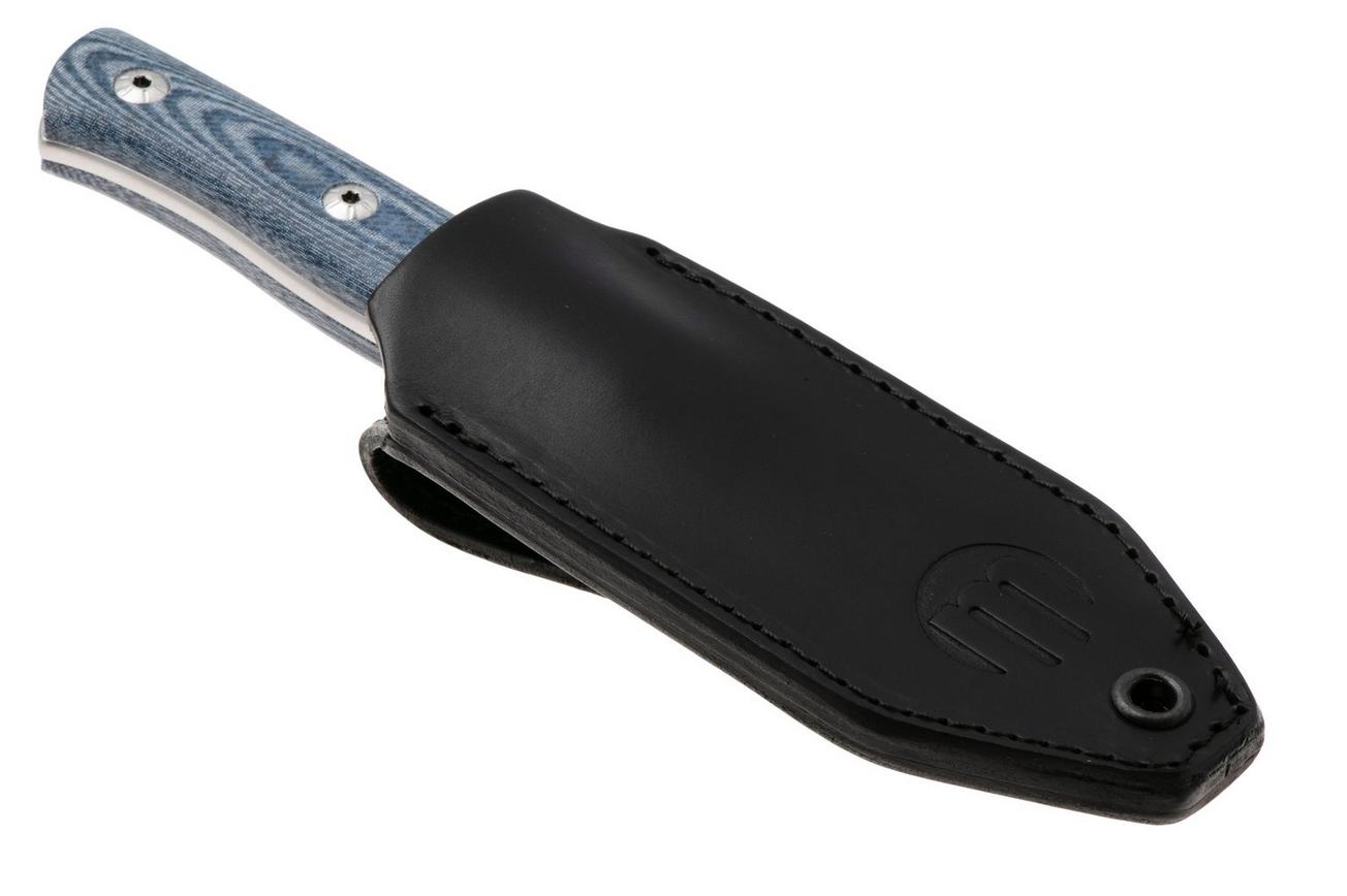 Maserin 915/MCJ Path, Stonewashed M390, Denim Jeans Micarta, vaststaand mes, Igor Bortolussi design