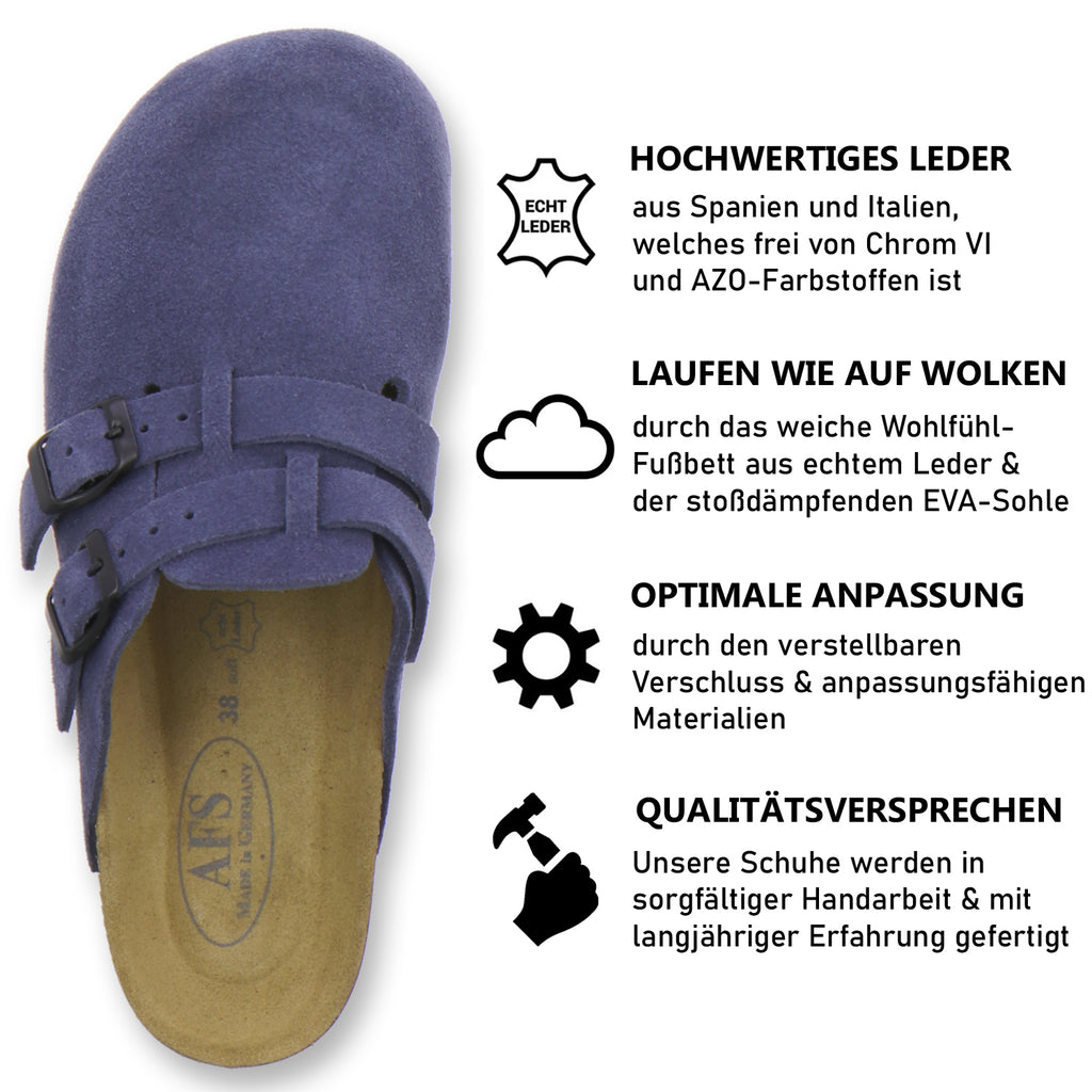 modischer Clogs Damen Leder azzurro Velour