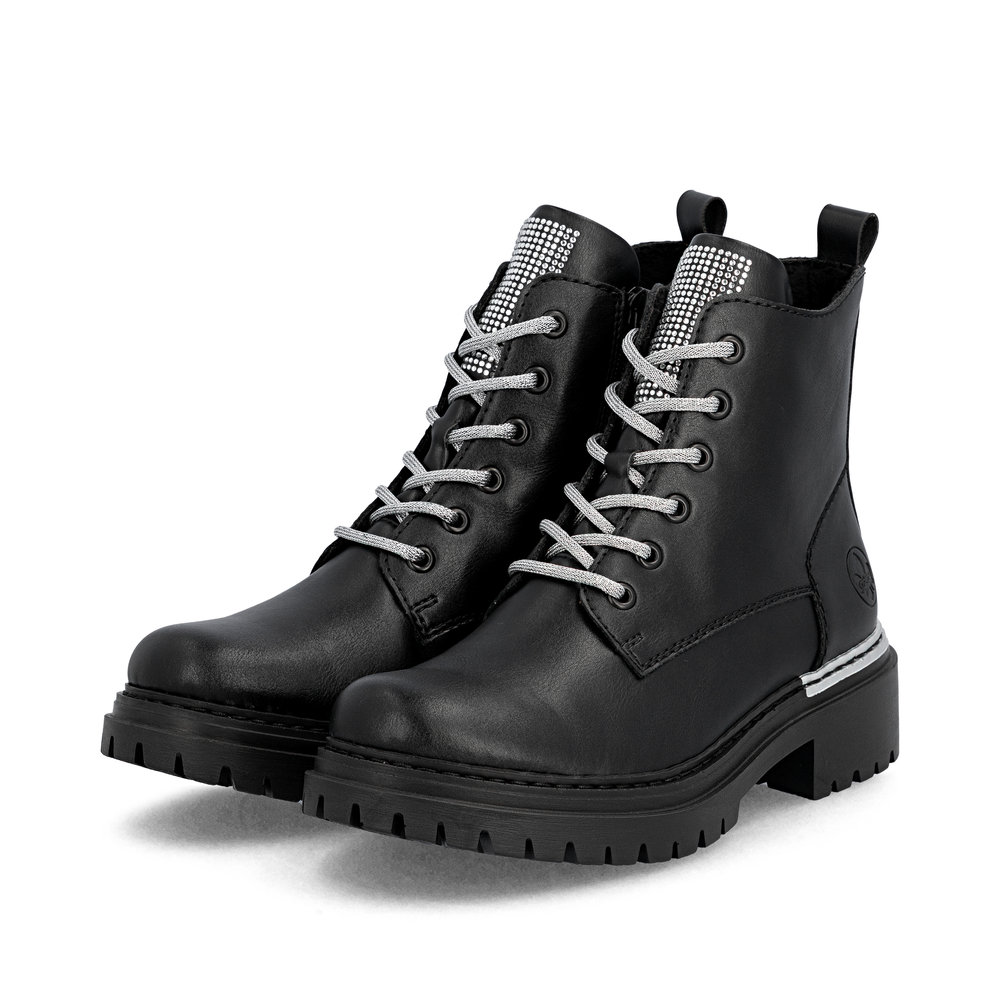 Rieker Damen-Schnürstiefelette Schwarz-Weiß