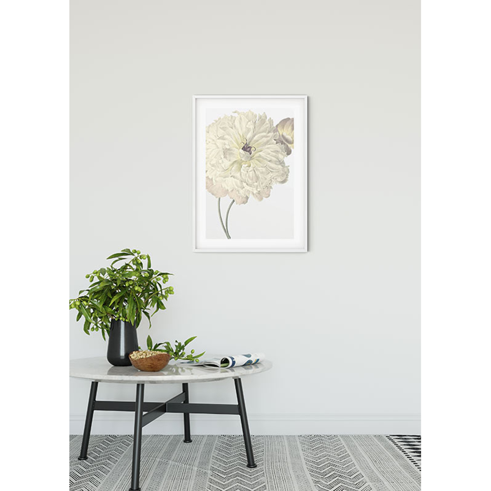 Wandbild ILLUSTRATION DAHLIA - weiß-lila-grün - 50x70 cm