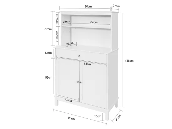 Desserte Cuisine Commode Meuble de Rangement Cuisine Buffet, FSB26-W