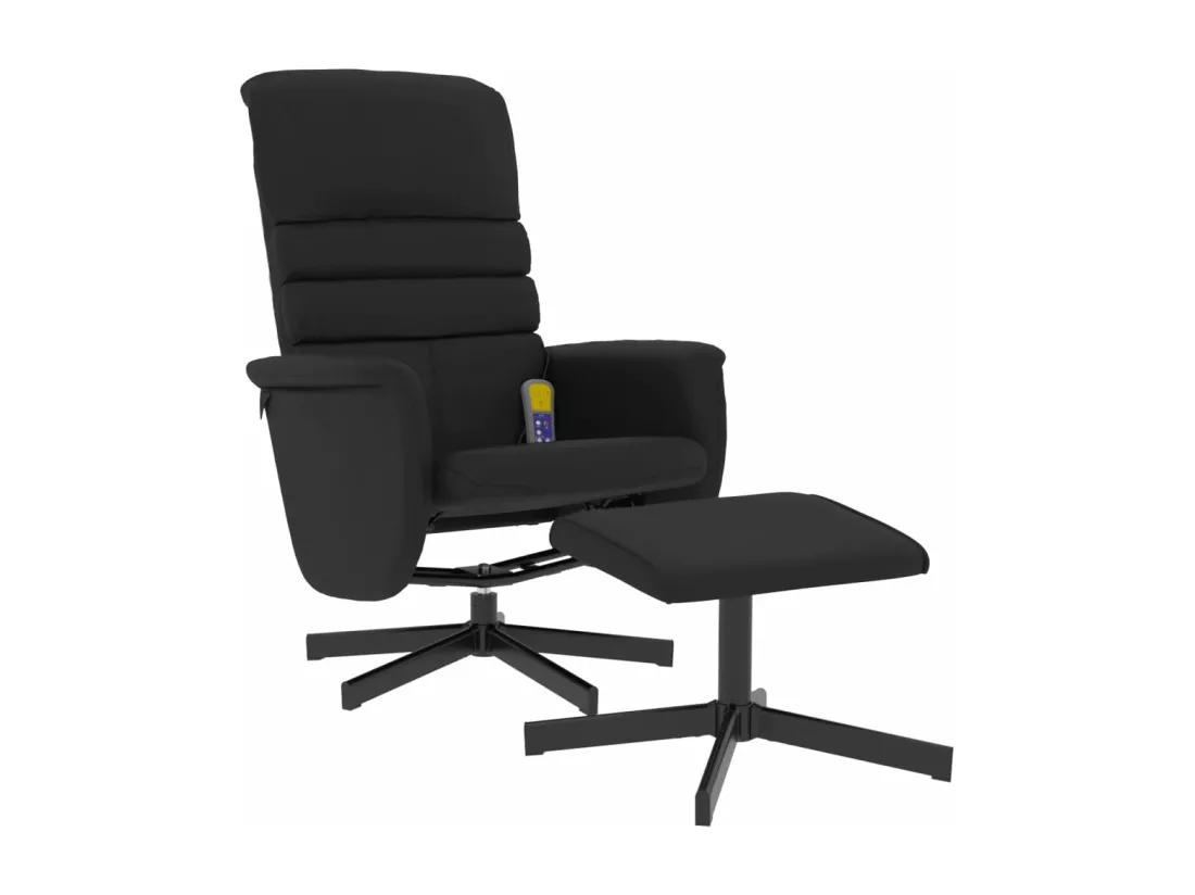 Fauteuil inclinable massant avec repose-pied noir similicuir