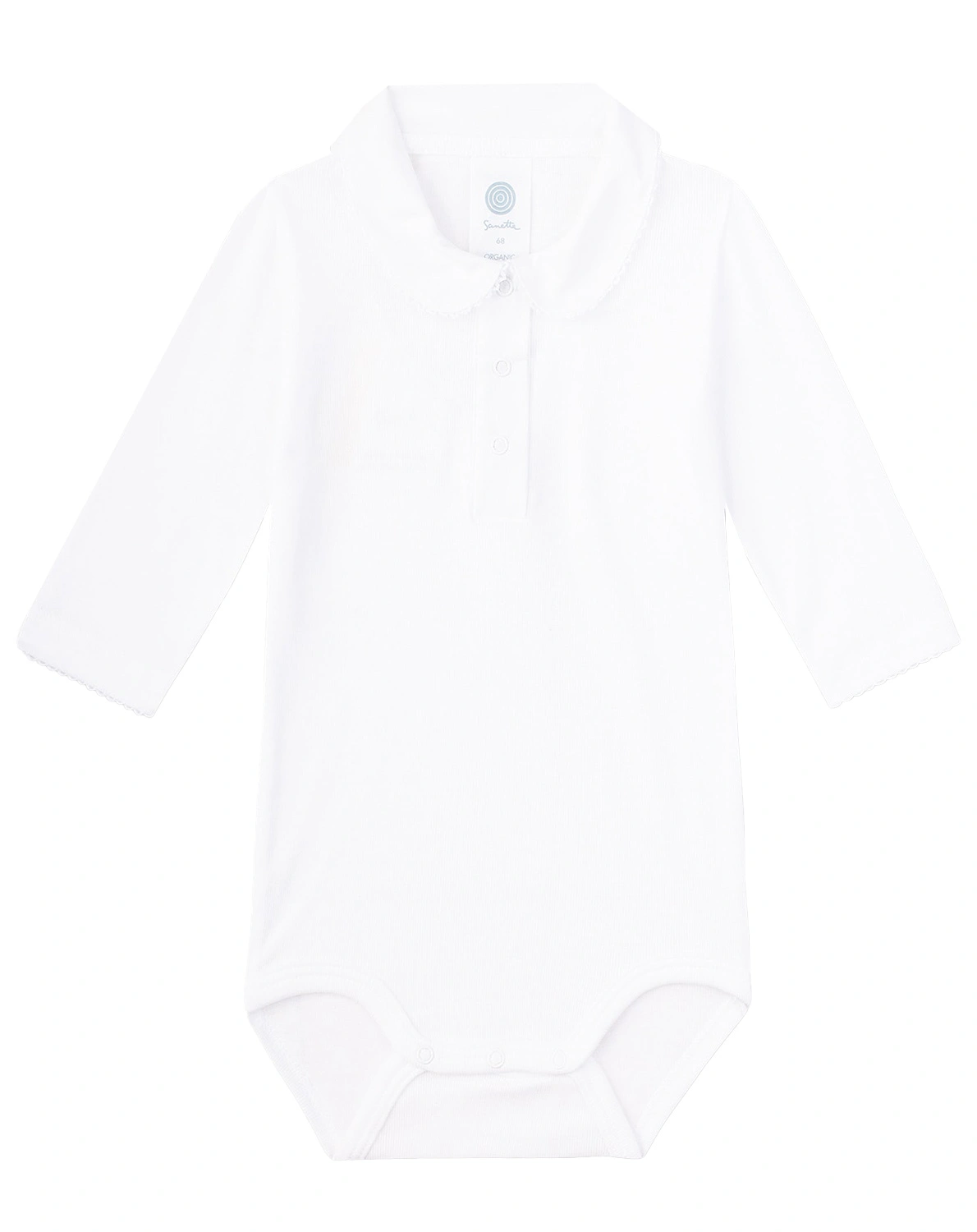 Langarm-Body BASIC mit Bubikragen in white